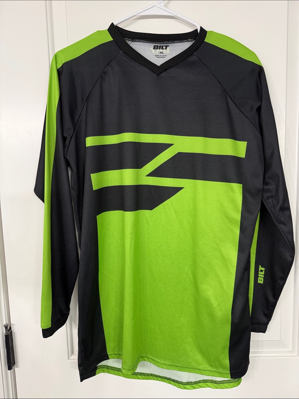 Bilt Black and Lime Green Long-Sleeve Dirt Bike Racing Performance Shirt